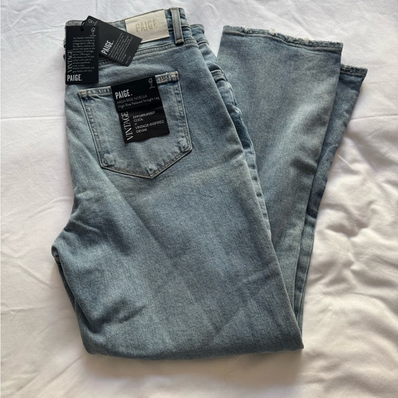 Paige Denim High Rise Noella Relaxed Straight Leg Sz. 31 Ravenna Destructed - Picture 7 of 9